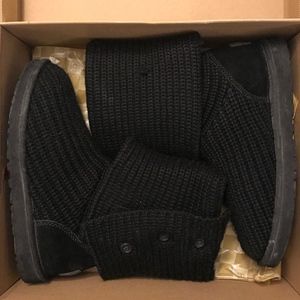 Classic Ugg Black Knit Cardy Boots